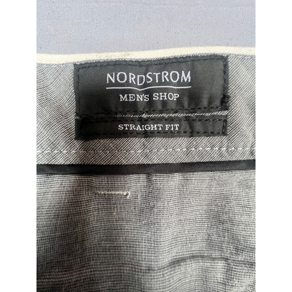Nordstrom Men's Shop Straight Fit Beige Cotton Blend Wrinkle Free Pants 40x34 - Picture 4 of 7